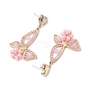 Rose Quartz Dangle Stud Earrings EJEW-MZ00243-4