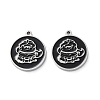 304 Stainless Steel Black Enamel Charms STAS-M102-17P-02-1