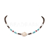 Summer Beach Synthetic Turquoise & Natural Coconut Beaded Neklaces NJEW-JN05208-02-2
