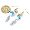 4 Pairs 4 Color Dyed Natural Quartz Crystal Nugget & Mushroom Lampwork Dangle Earrings EJEW-TA00335-5