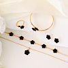 Flower Alloy Acrylic Cuff Bangles & Link Bracelets & Stud Earrings & Pendant Necklaces & Rings WG72368-01-3