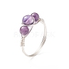Natural & Synthetic Gemstone Round Beaded Finger Ring RJEW-JR00514-4