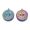 Rainbow Color 304 Stainless Steel Pendant Rhinestone Settings STAS-S119-071-2