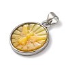 Natural Yellow Shell Carved Moth Pendants KK-D537-04P-01-2
