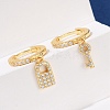 Lock & Key 925 Sterling Silver Micro Pave Clear Cubic Zirconia Hoop Earrings for Women EJEW-G427-01G-03-2