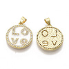 Golden Plated Brass Micro Pave Clear Cubic Zirconia Pendants ZIRC-T012-27G-2