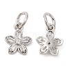 Rack Plating Brass Pave Clear Cubic Zirconia Flower Charms KK-Z026-11P-1