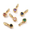 Brass Micro Pave Cubic Zirconia European Dangle Charms KK-A156-03G-RS-1
