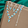 Teardrop Brass Rhinestone Necklaces & Link Bracelets & Stud Earring Sets FS-WGE0FD5-03-1