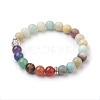 Natural/Synthetic Mixed Gemstone Beads Stretch Bracelets BJEW-JB03846-2