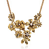 Retro Alloy Crystal Rhinestone Flower Pendant Bib Necklaces for Women FS-WGB73F9-02-3