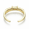Brass Micro Pave Clear Cubic Zirconia Cuff Rings RJEW-S045-043G-NR-4
