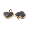 Heart Brass Micro Pave Cubic Zirconia Pendants KK-G435-04G-03-3