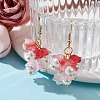 Glass Flower Dangle Earrings EJEW-JE05661-01-2