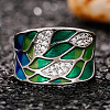 Brass Micro Pave Cubic Zirconia and Enamel Finger Rings FS-WGC3946-04-3