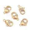 SHEGRACE Brass Micro Pave Clear Cubic Zirconia Lobster Claw Clasps XGRQ58178-754G-1