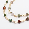 Faceted Round Natural Agate Handmade Beaded Chains CHC-L034-25-NR-2