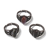 Natural Gemstone Horse Eye Adjustable Rings RJEW-K271-05R-2
