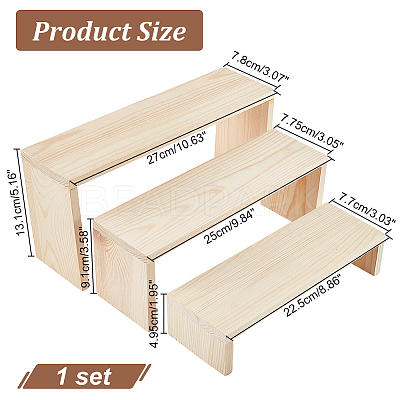 3-Tier Rectangle Wood Jewelry Display Risers ODIS-WH0038-06-1