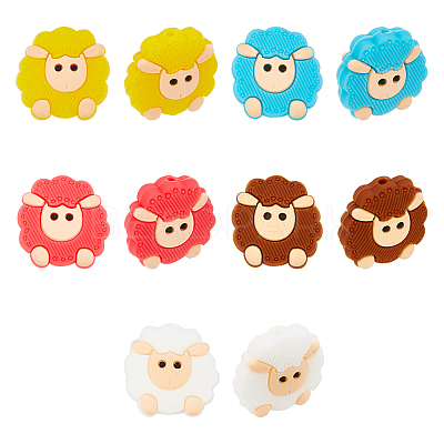 10Pcs 5 Colors Food Grade Eco-Friendly Silicone Focal Beads SIL-NB0001-16-1
