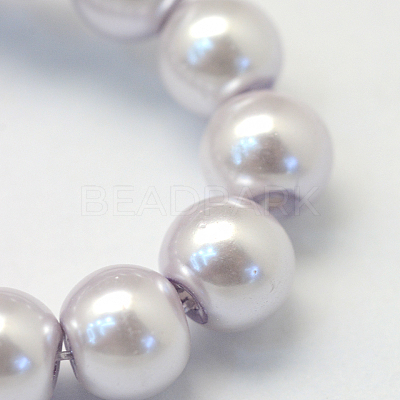Baking Paint Pearlized Glass Pearl Round Bead Strands HY-Q330-8mm-25-1
