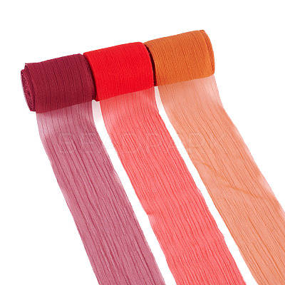 3 Rolls 3 Colors Wrinkle Polyester Ribbon OCOR-TA0002-98D-1