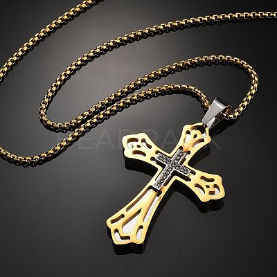 201 Stainless Steel Pendant Necklaces NJEW-H058-04GP-1
