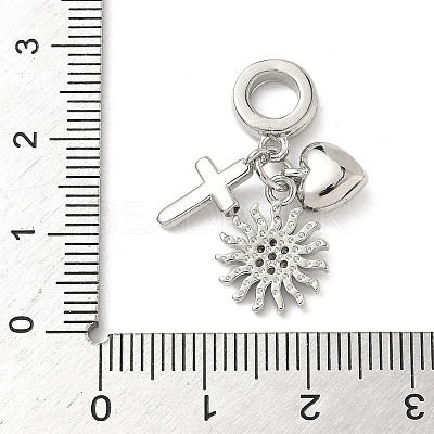 Brass Micro Pave Clear Cubic Zirconia European Dangle Charms KK-D502-13C-P-1