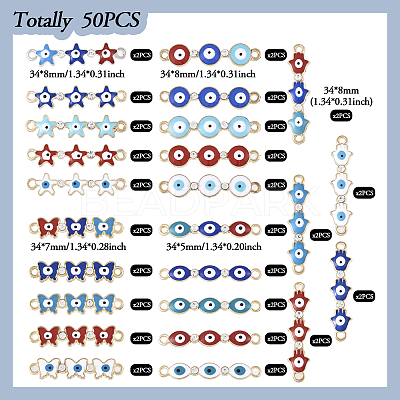 50Pcs 25 Styles Alloy Enamel Connector Charms FIND-TA0003-23-1