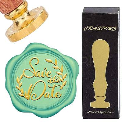 Brass Wax Seal Stamp with Wood Handle AJEW-WH0412-0263-1