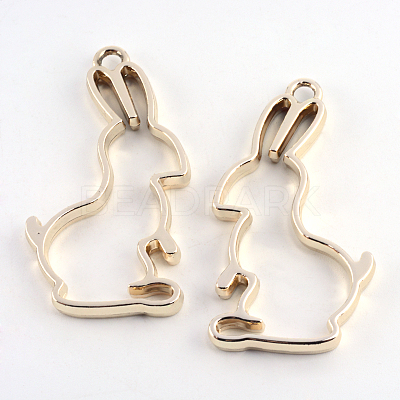 Rack Plating Alloy Bunny Open Back Bezel Pendants X-PALLOY-S047-41E-FF-1