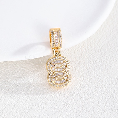 Brass Clear Cubic Zirconia European Dangle Charms KK-R003-01G-08-1