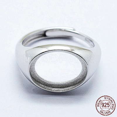 Anti-Tarnish Rhodium Plated 925 Sterling Silver Finger Ring Components STER-G027-11P-1