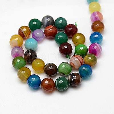 Natural Striped Agate/Banded Agate Beads Strands G-G581-10mm-17-1