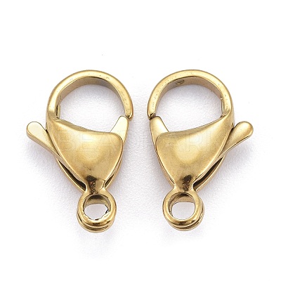 Ion Plating(IP) 304 Stainless Steel Lobster Claw Clasps X-STAS-H353-F-02G-1