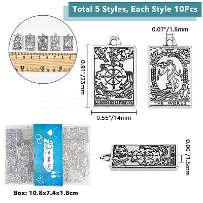 50Pcs 5 Style Zinc Alloy Pendants FIND-DC0001-45-1