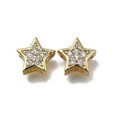 Star Brass Micro Pave Clear Cubic Zirconia Slide Charms ZIRC-I070-013G-1