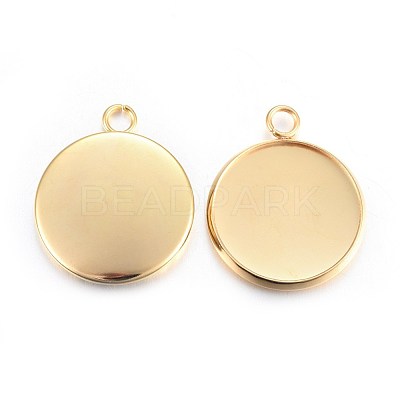 Rack Plating 304 Stainless Steel Pendant Cabochon Settings X-STAS-F191-14G-E-1