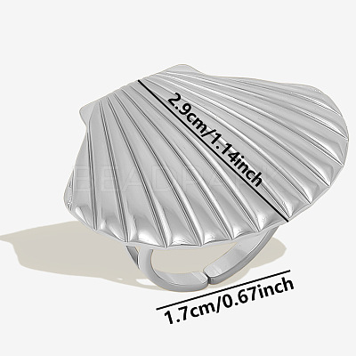 304 Stainless Steel Ocean Shell Beach Ring UR3075-1-1