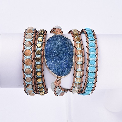 Five Loops Leather Warp Bracelets BJEW-F395-A-1