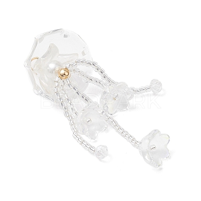 Glass Seed Beaded Jellyfish Big Pendants X-PALLOY-MZ01166-02-1