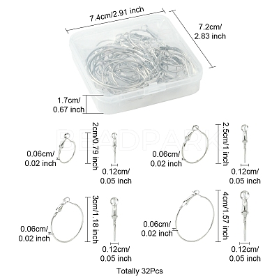 32Pcs 4 Styles Iron Huggie Hoop Earring Findings IFIN-FS0001-49B-1