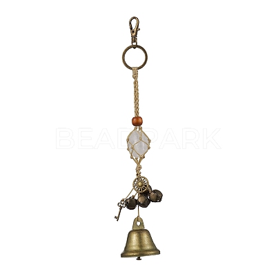 Natural Quartz Crystal Pouch Feng Shui Hanging Ornament HJEW-JM02377-1