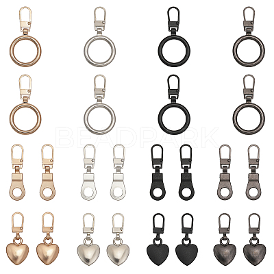 24Pcs 12 Style Zinc Alloy Zipper Puller FIND-CA0007-90-1