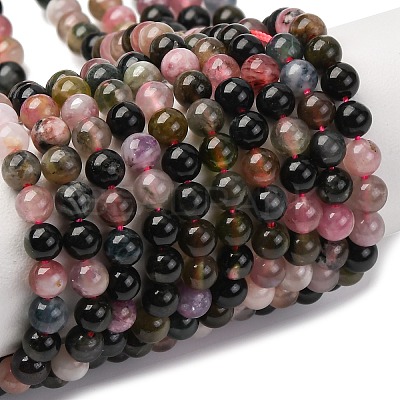 Natural Multicolor Tourmaline Beads Strands G-K402-A01-4mm-1