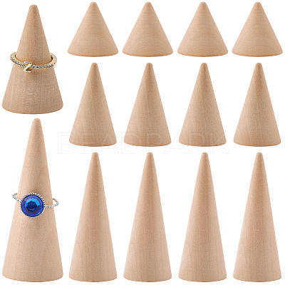 12Pcs 3 Styles Wooden Ring Displays RDIS-SC0001-04-1