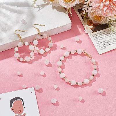 Frosted Natural Rose Quartz Round Beads Strands G-OC0003-57B-1