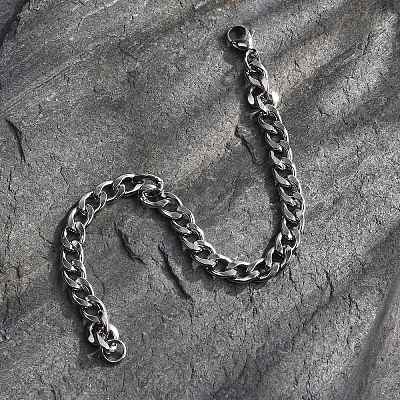 Tarnish Resistant Unisex 304 Stainless Steel Curb Chain/Twisted Chain Bracelets STAS-D0002-40P-1