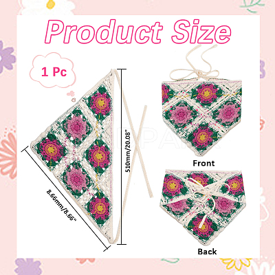 Flower Pattern Acrylic Fibers Knitted Triangle Headscarf AJEW-WH20001-82A-1
