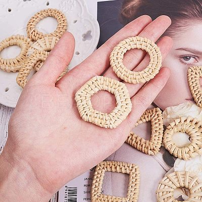 Handmade Reed Cane/Rattan Woven Linking Rings WOVE-PH0001-11-1